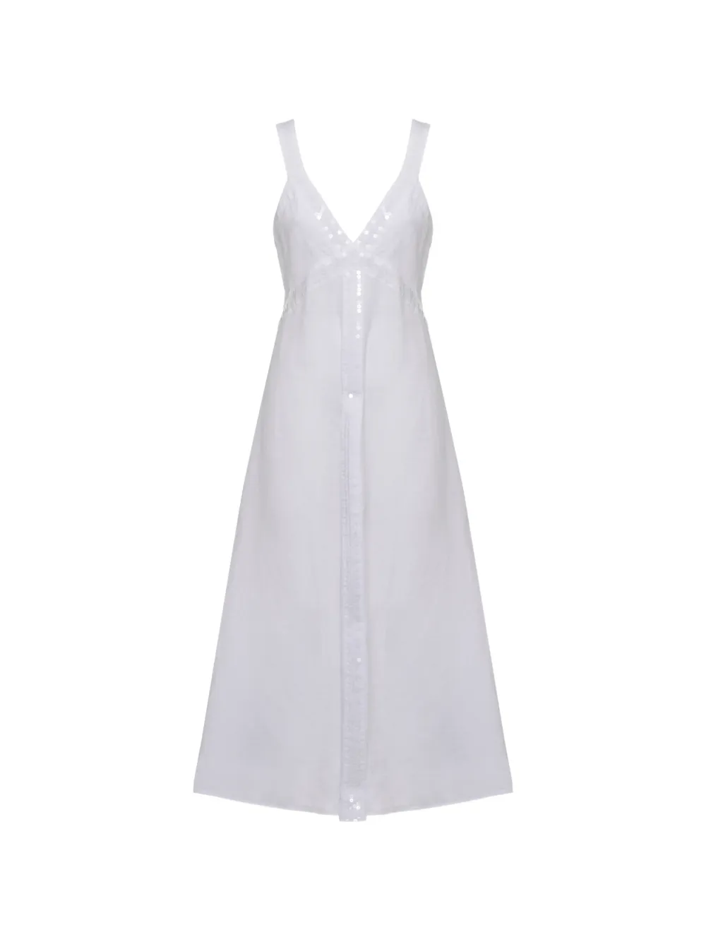 120% Lino sequin-embellished sleeveless midi dress - Weiß
