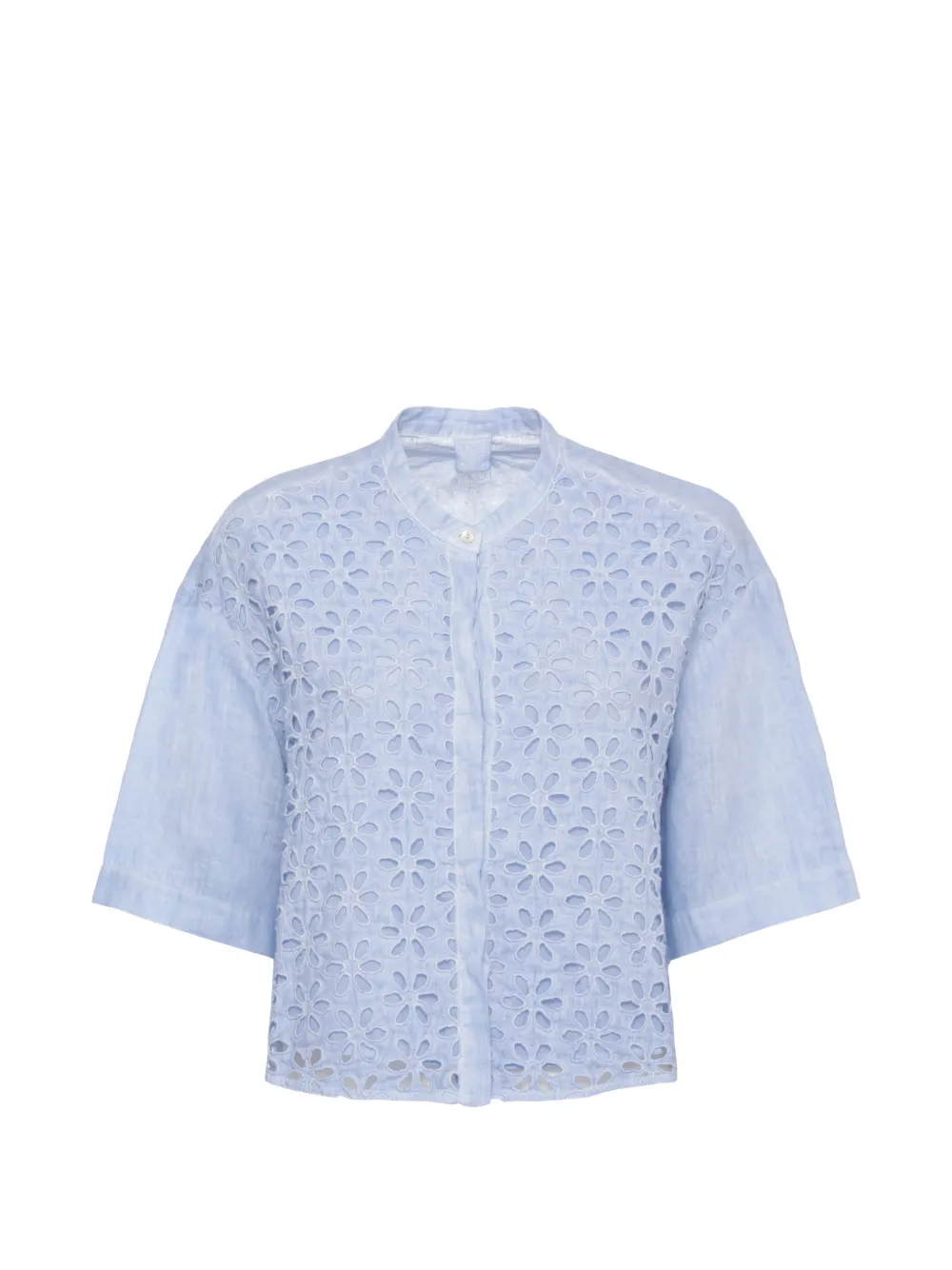 120% Lino broderie-anglaise linen shirt - Blu
