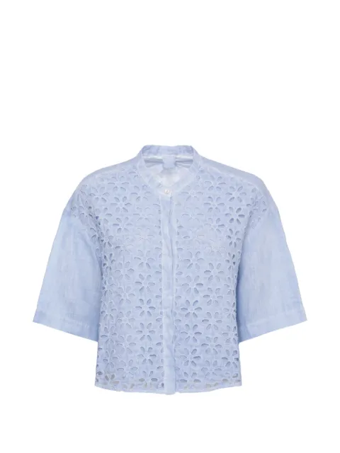 120% Lino camisa con bordado inglés