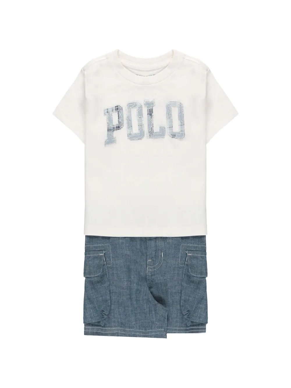 POLO RALPH LAUREN KIDS logo-patch cargo dress - Bianco