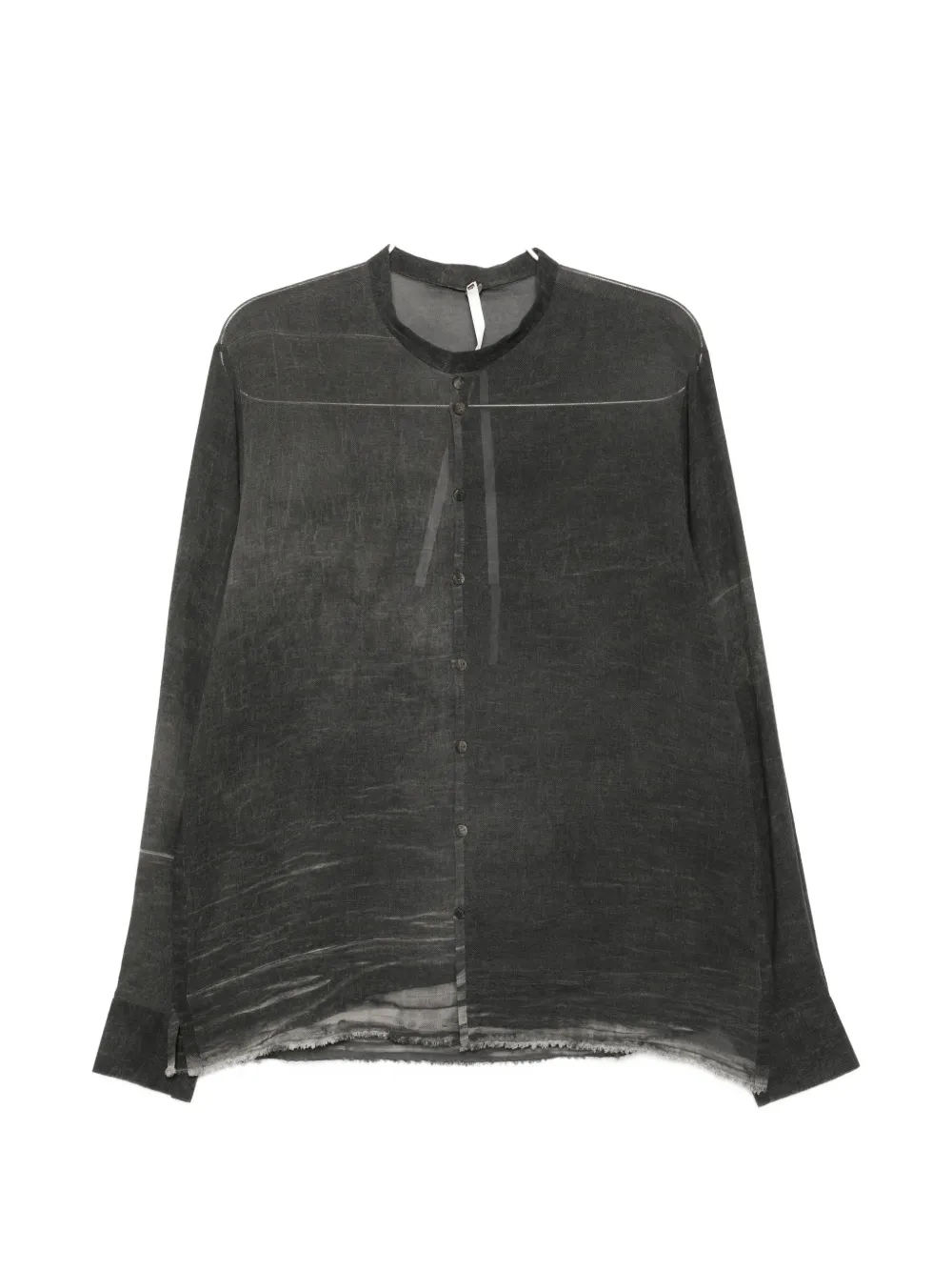 Label Under Construction distressed-effect band-collar shirt - Grigio