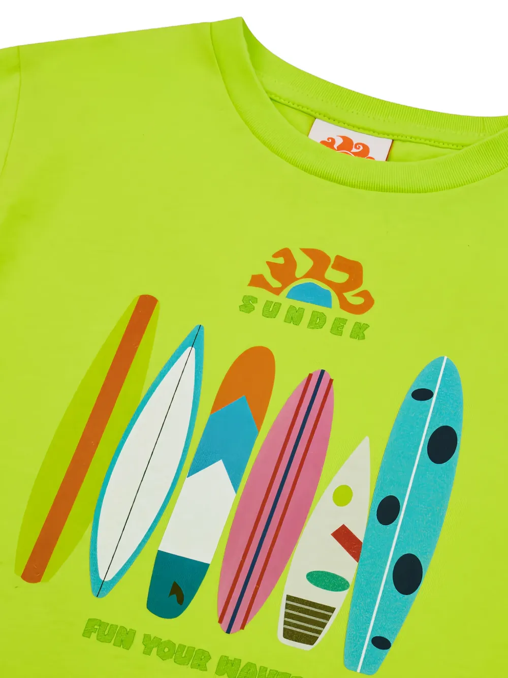 Sundek T-shirt met surfboard print Groen