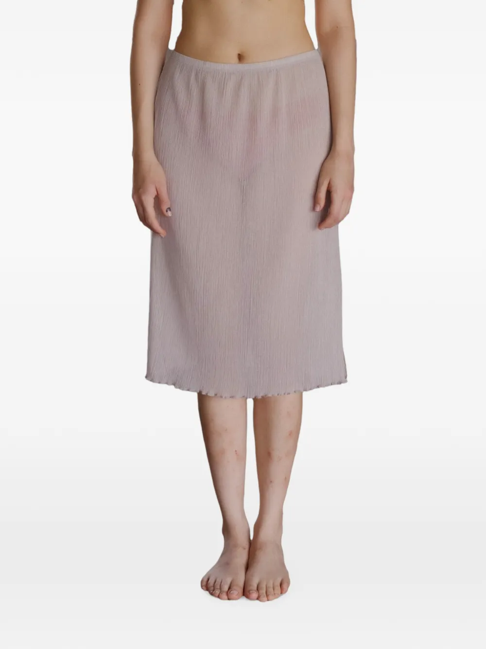Baserange crinkled-finish straight skirt - Toni neutri