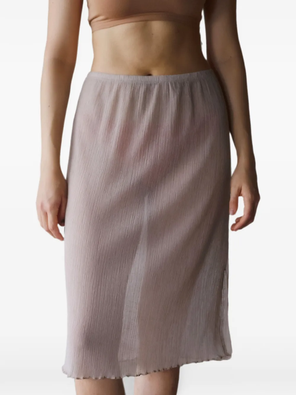 Baserange Straight rok met gekreukte afwerking Beige