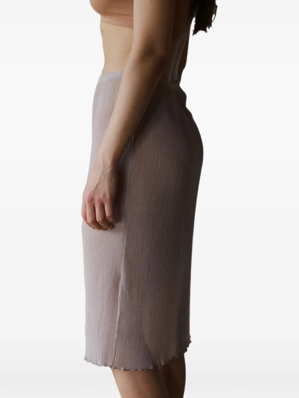 Baserange Straight rok met gekreukte afwerking Beige