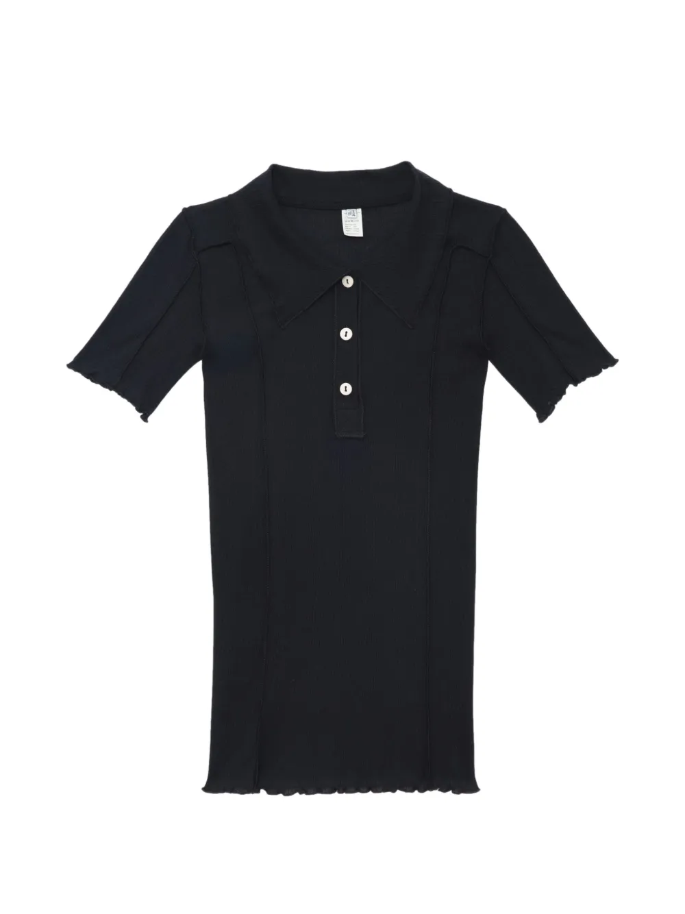 Baserange Omato ribbed-knit polo T-shirt - Nero