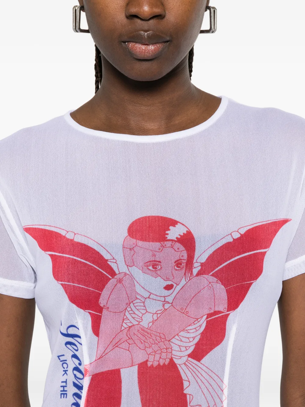 OUR LEGACY Mesh midi-jurk met print Wit