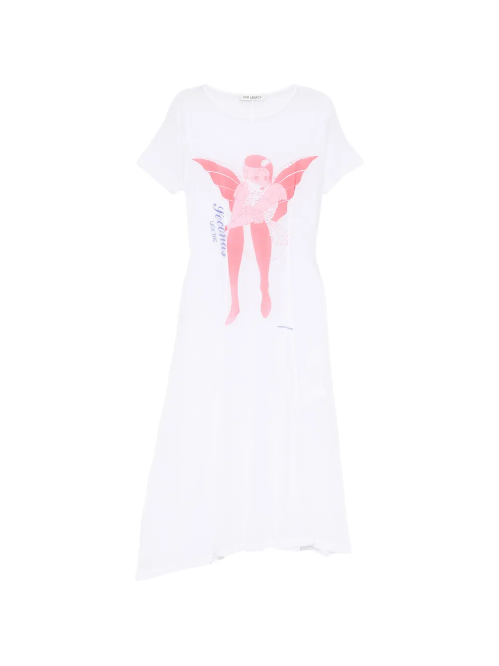 OUR LEGACY Regged print mesh midi dress - Bianco
