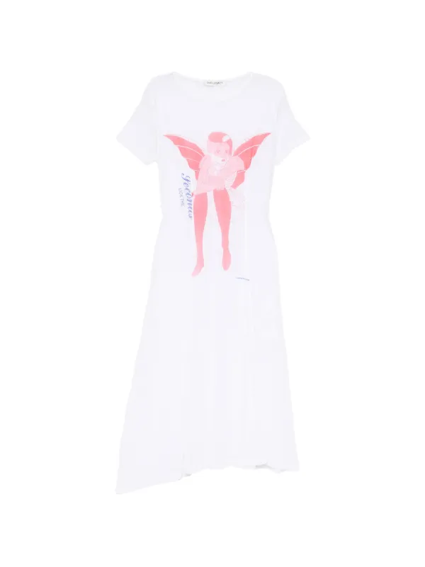OUR LEGACY Regged Print Mesh Midi Dress in White