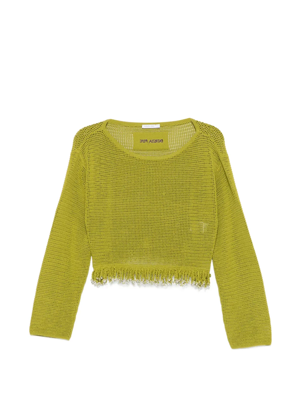 Patrizia Pepe bead-embellished crochet-knit sweater - Grün