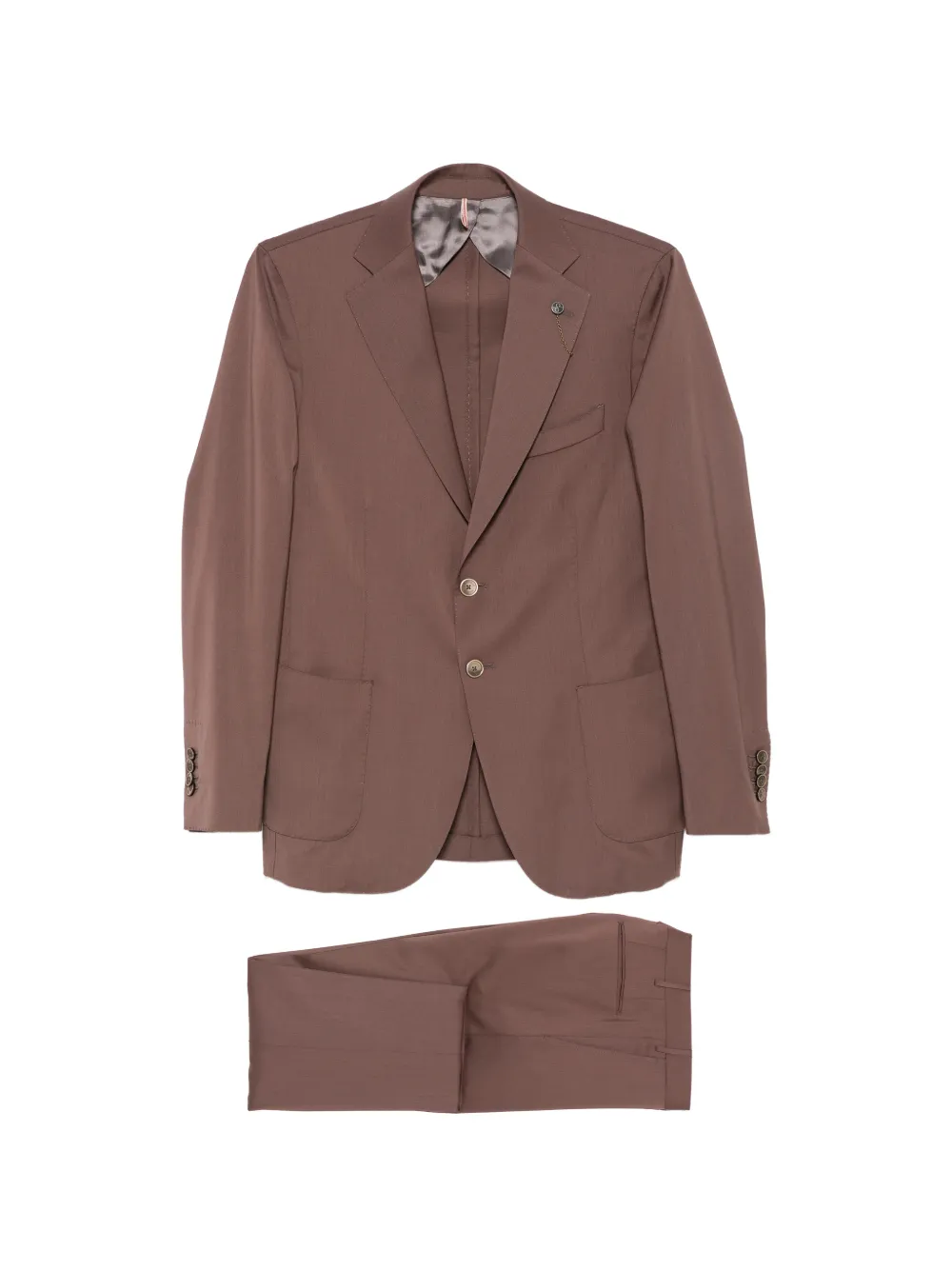 Santaniello single-breasted notch-lapel suit - Marrone