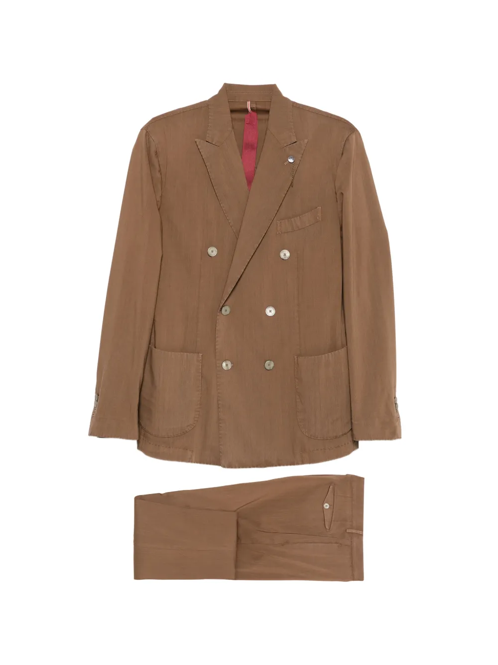 Santaniello double-breasted peak-lapels suit - Marrone