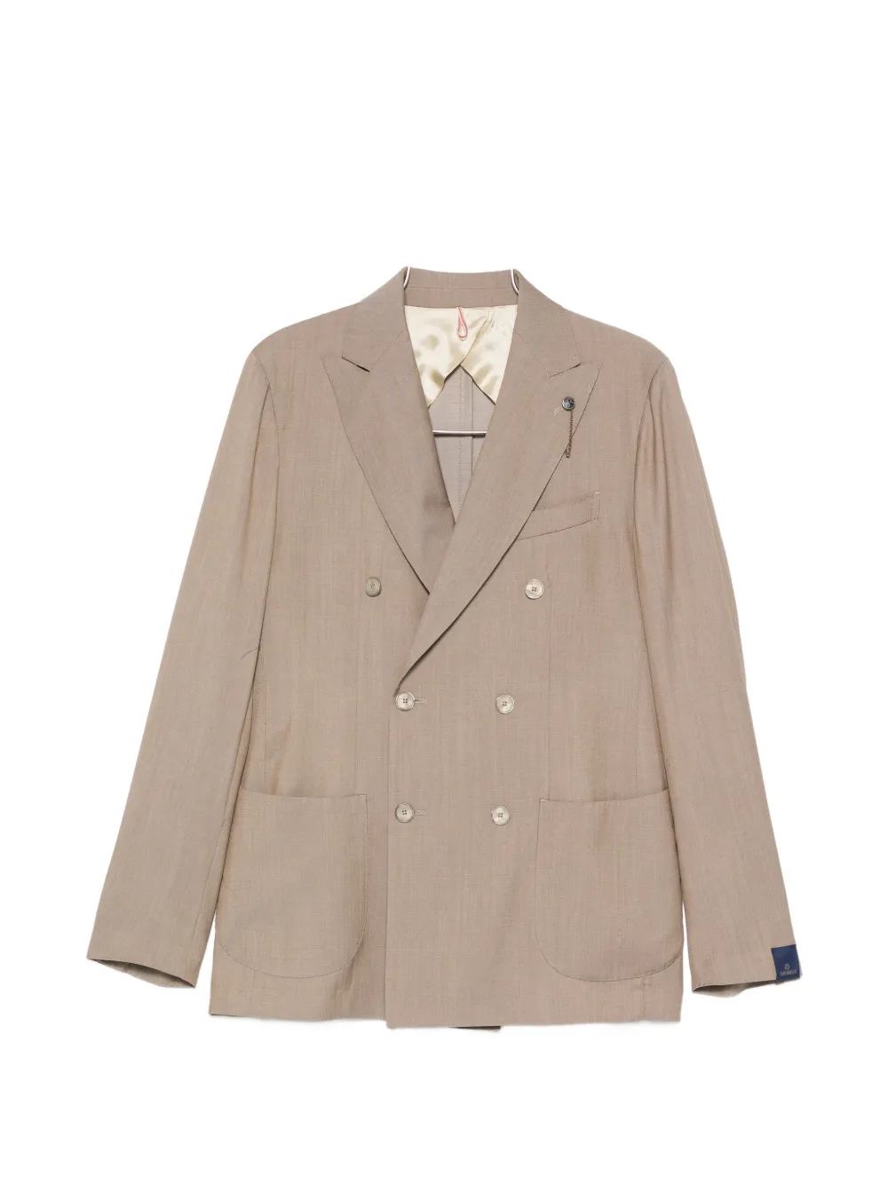 Santaniello double-breasted peak-lapel suit - Toni neutri