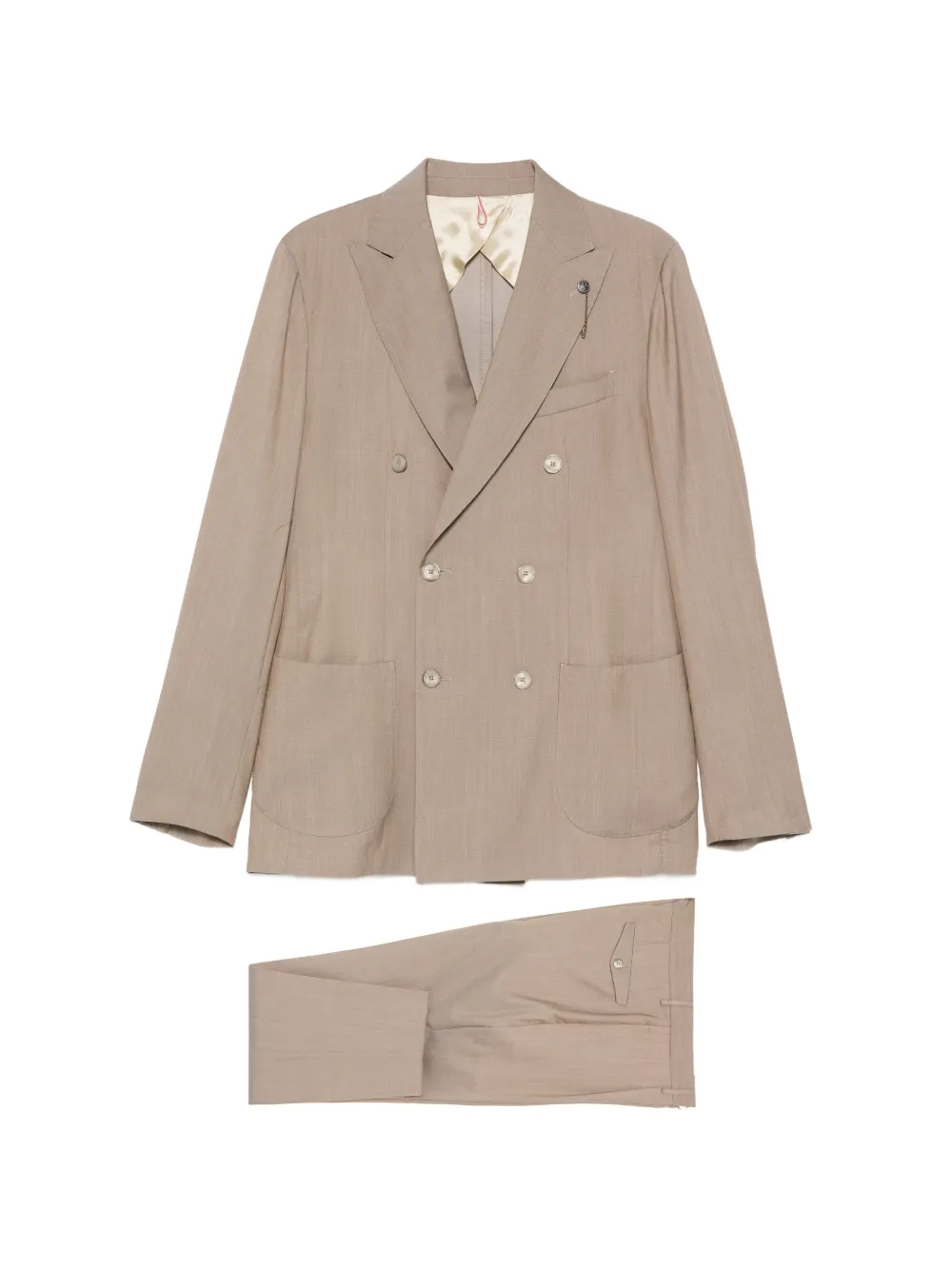 Santaniello double-breasted peak-lapel suit - Toni neutri