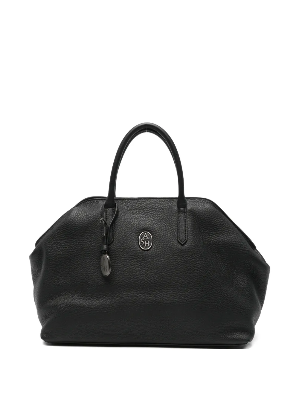 Ash logo-plaque pebbled-leather tote bag - Nero