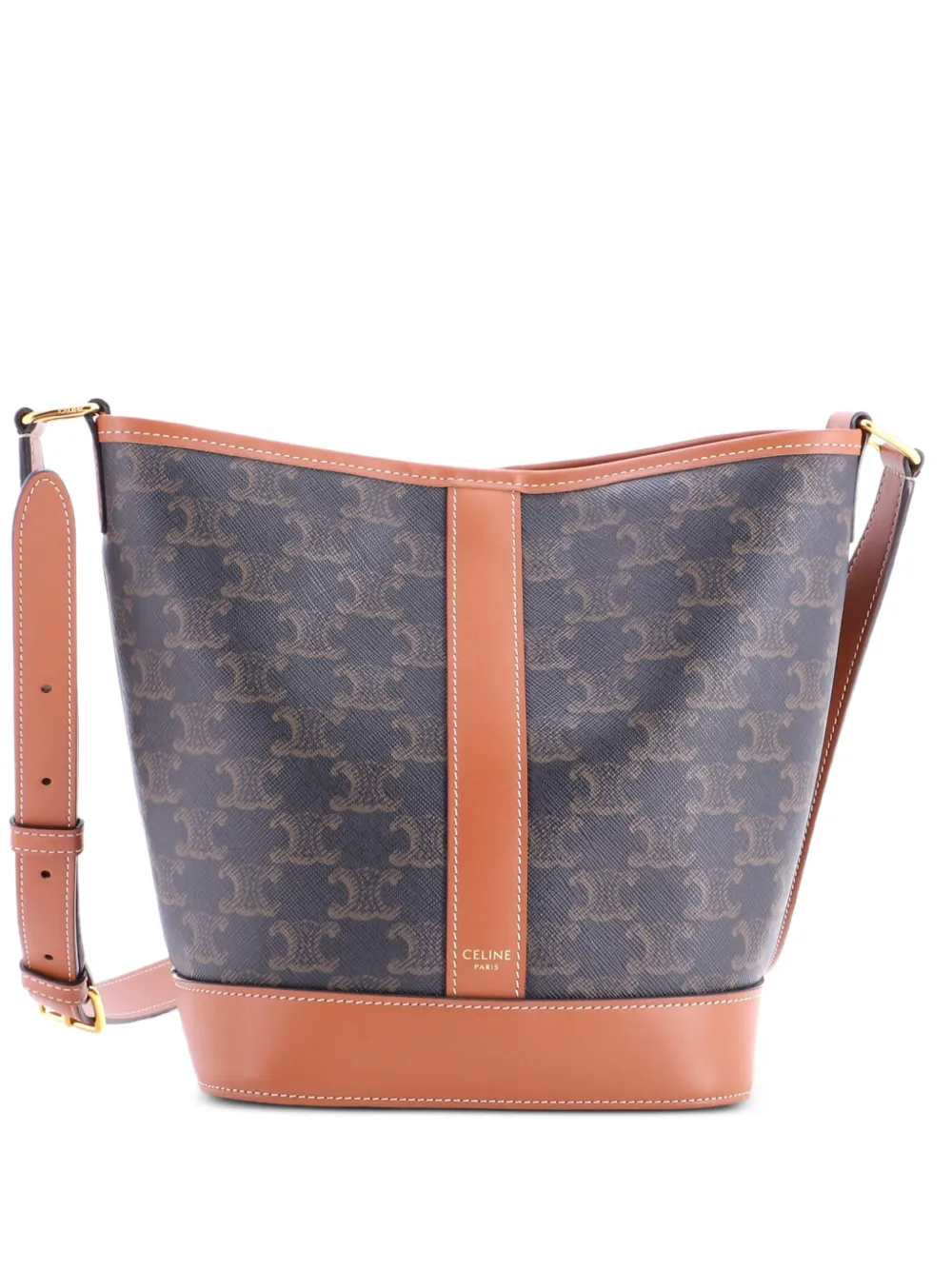 Celine Pre-Owned Triomphe Coated Canvas Small bucket bag - Braun