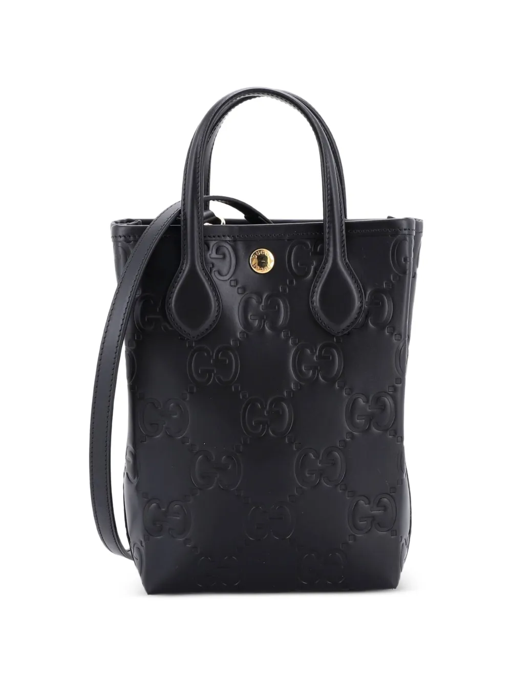 Gucci Pre-Owned Vertical Tote GG Embossed Leather Mini satchel - Nero