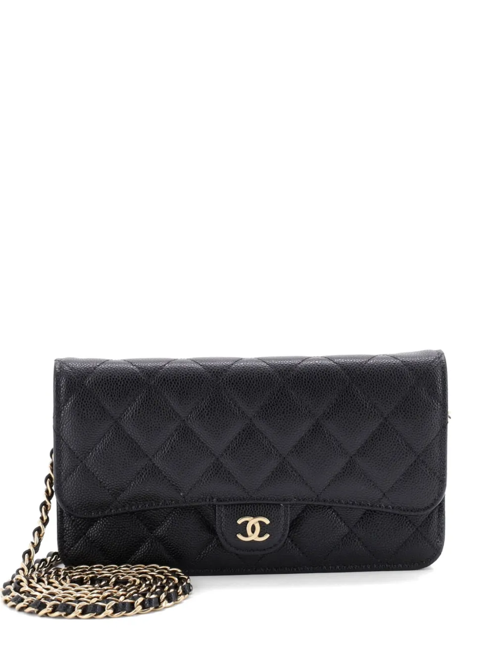 CHANEL Pre-Owned Classic Flap Phone Holder with Chain Quilted Caviar clutch bag - Nero