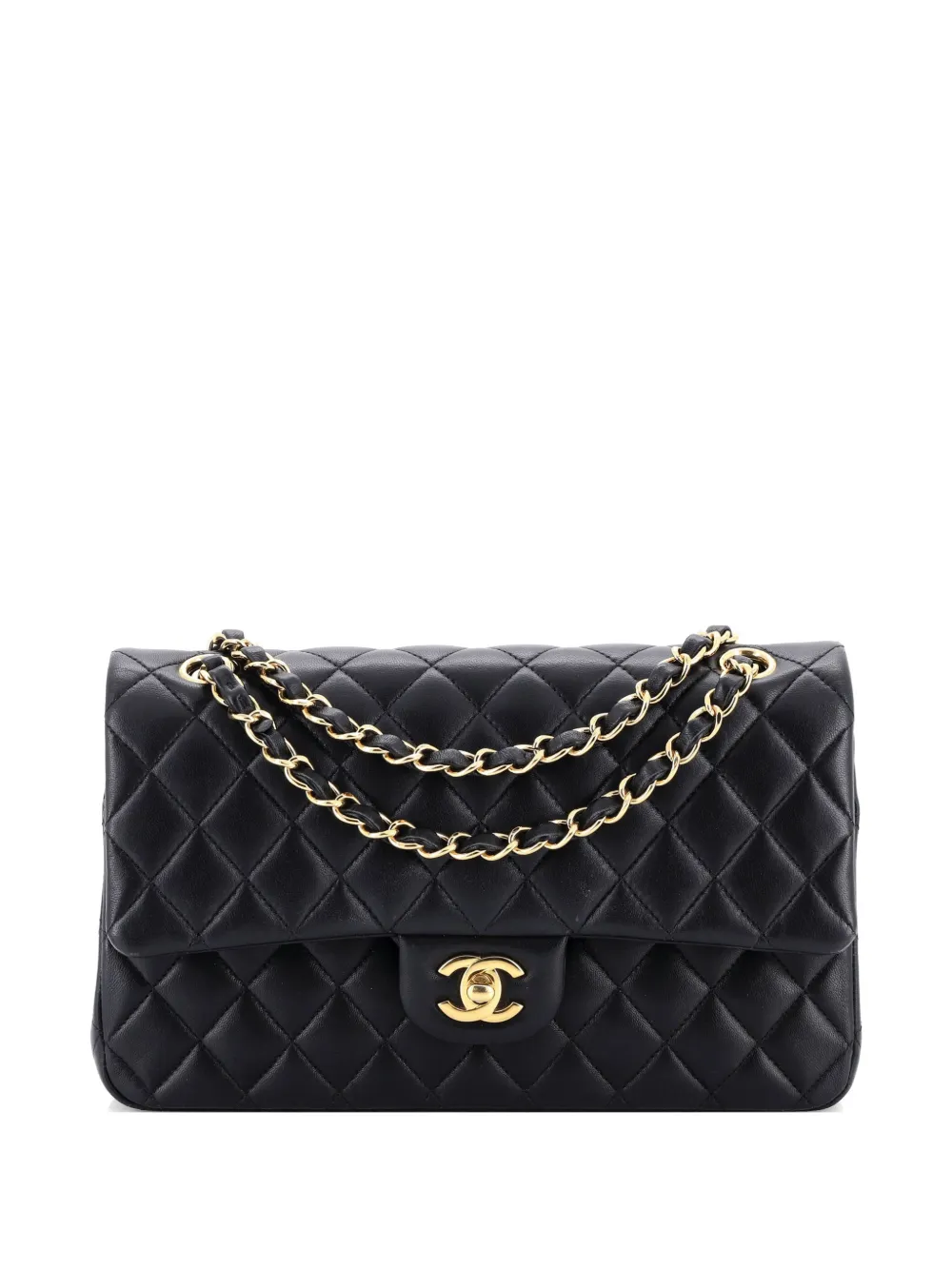 CHANEL Pre-Owned Classic Double Flap Bag Quilted Lambskin Medium shoulder bag - Black