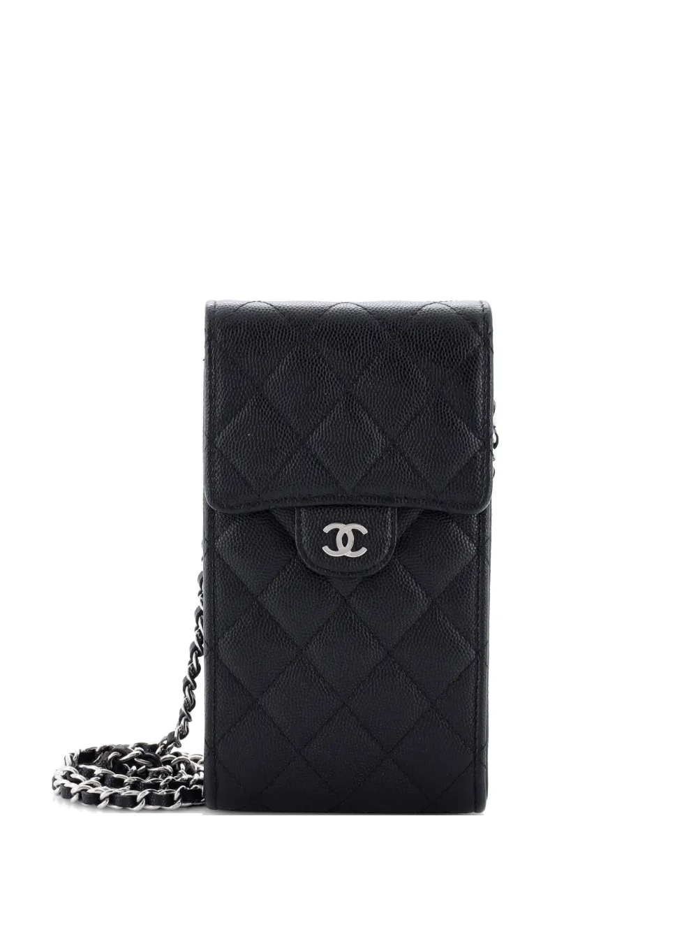CHANEL Pre-Owned CC Flap Phone Holder Crossbody Bag Quilted Caviar clutch bag - Nero
