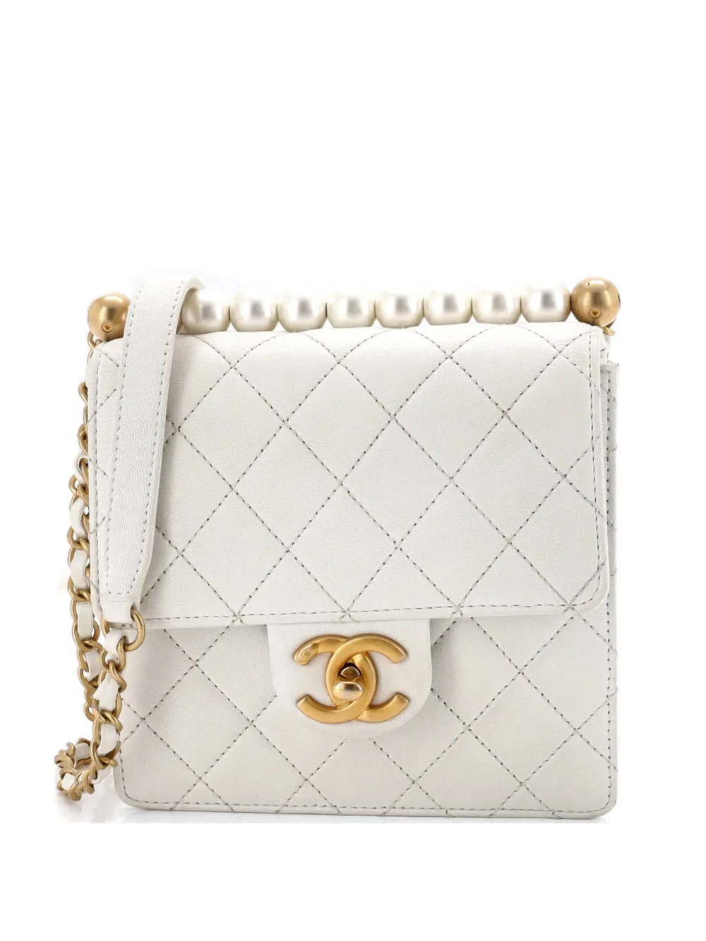 CHANEL Pre-Owned Chic Pearls Flap Bag Quilted Goatskin Mini crossbody bag - Bianco