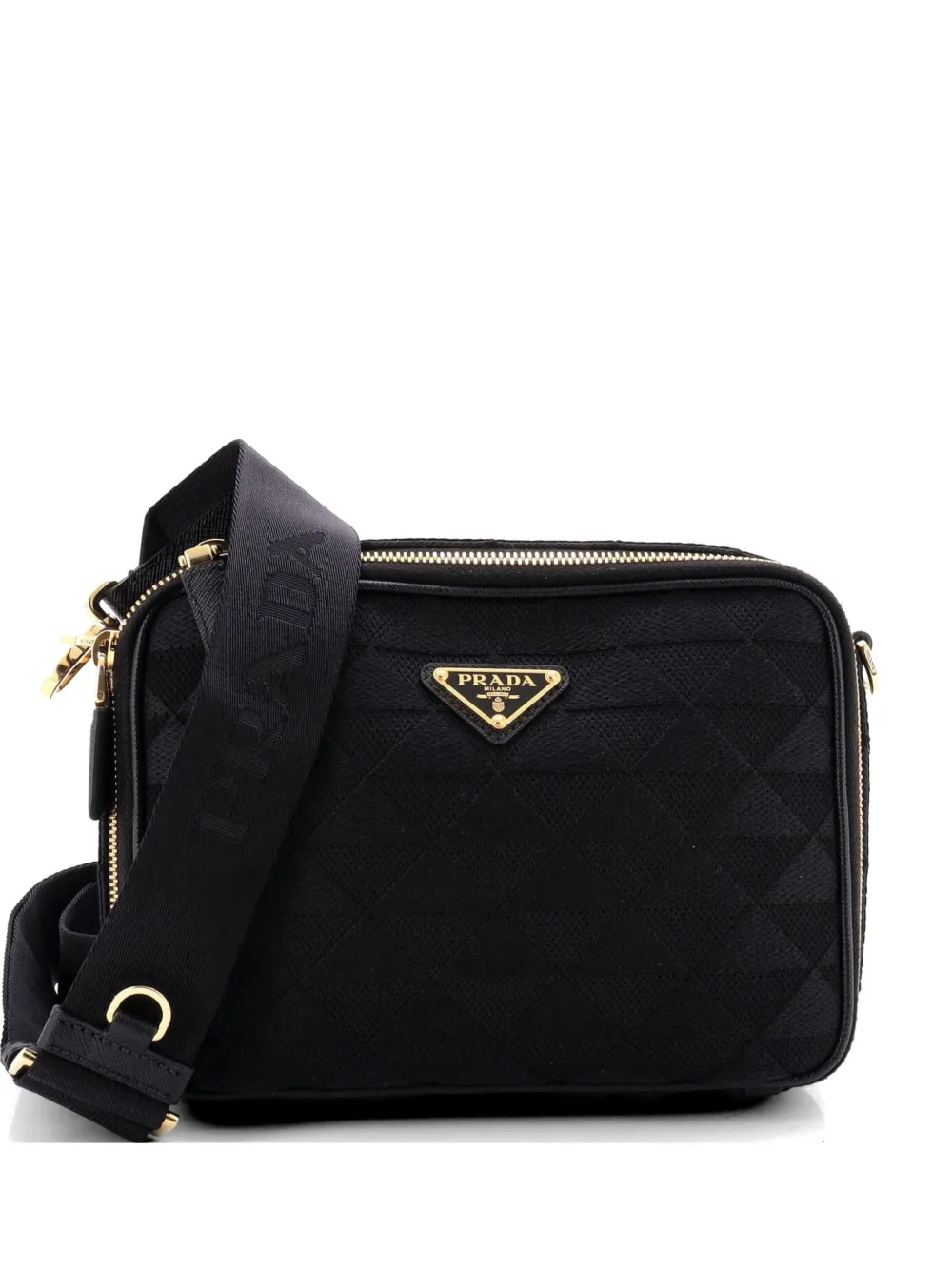 Prada Pre-Owned Symbole Zip Around Shoulder Bag Jacquard crossbody bag - Nero