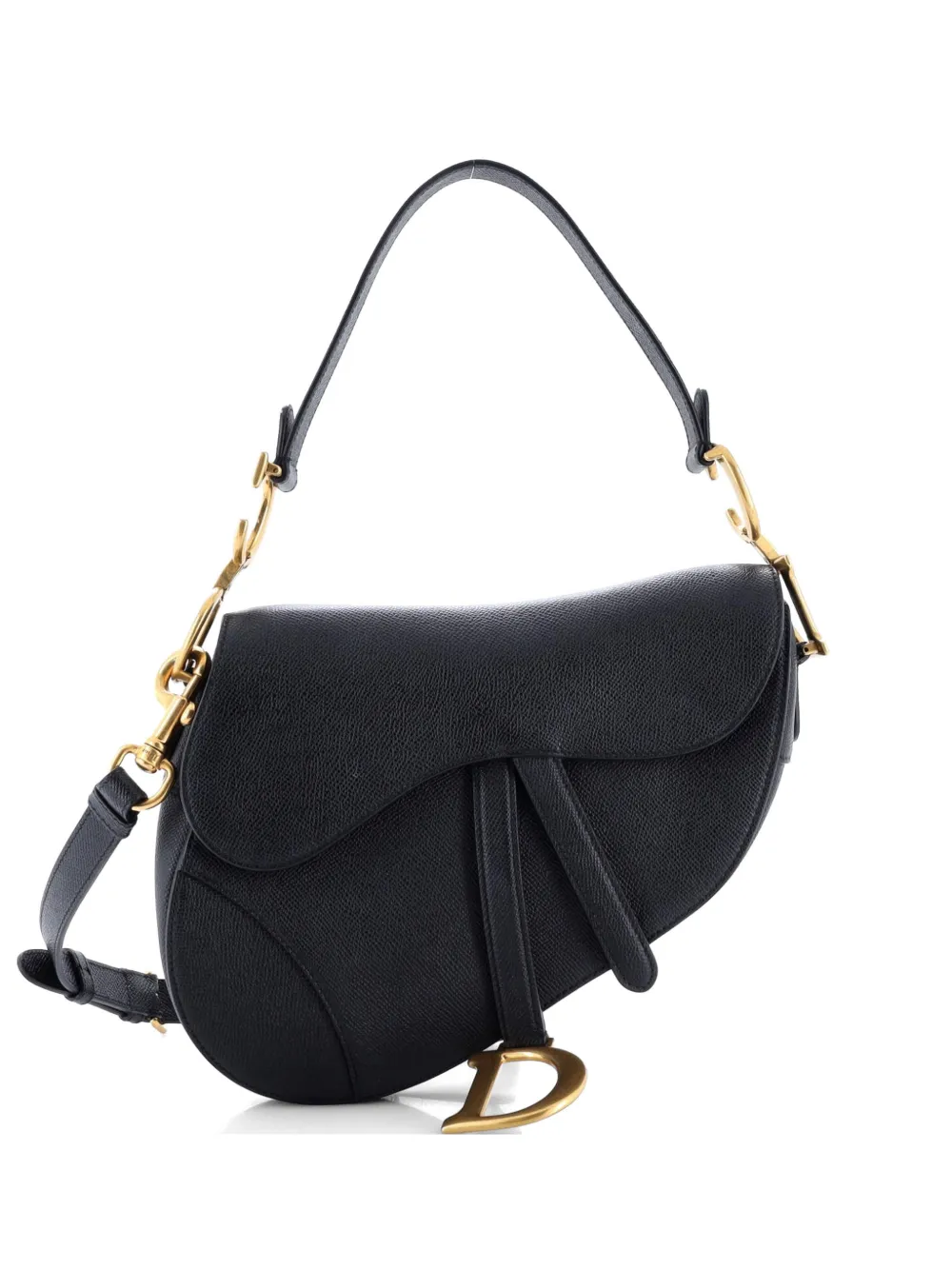 Christian Dior Pre-Owned Saddle Handbag with Strap Leather Medium shoulder bag - Nero