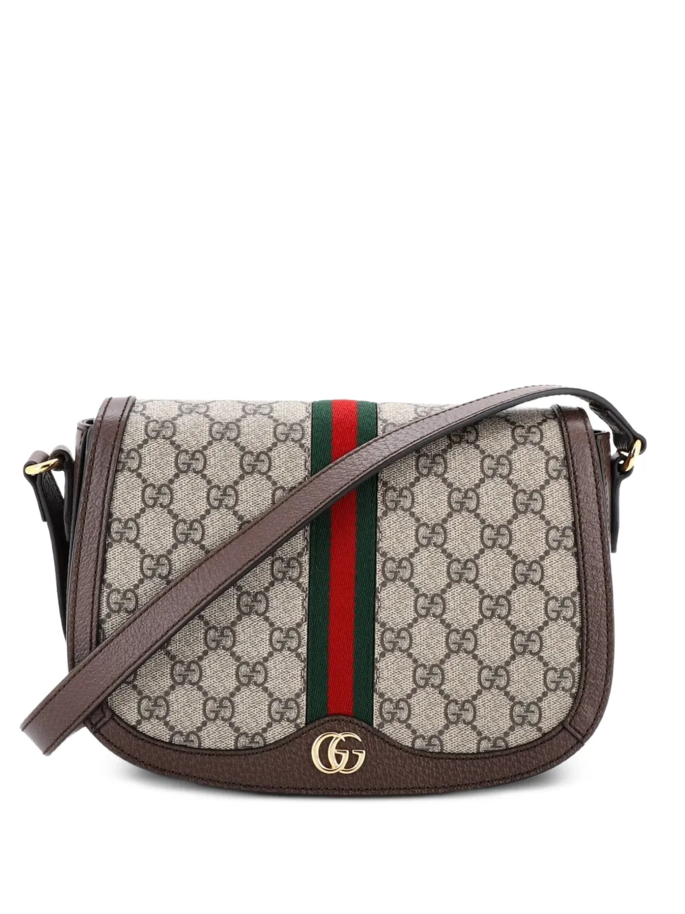 Gucci Pre-Owned Ophidia Saddle Flap GG Coated Canvas Small shoulder bag - Marrone