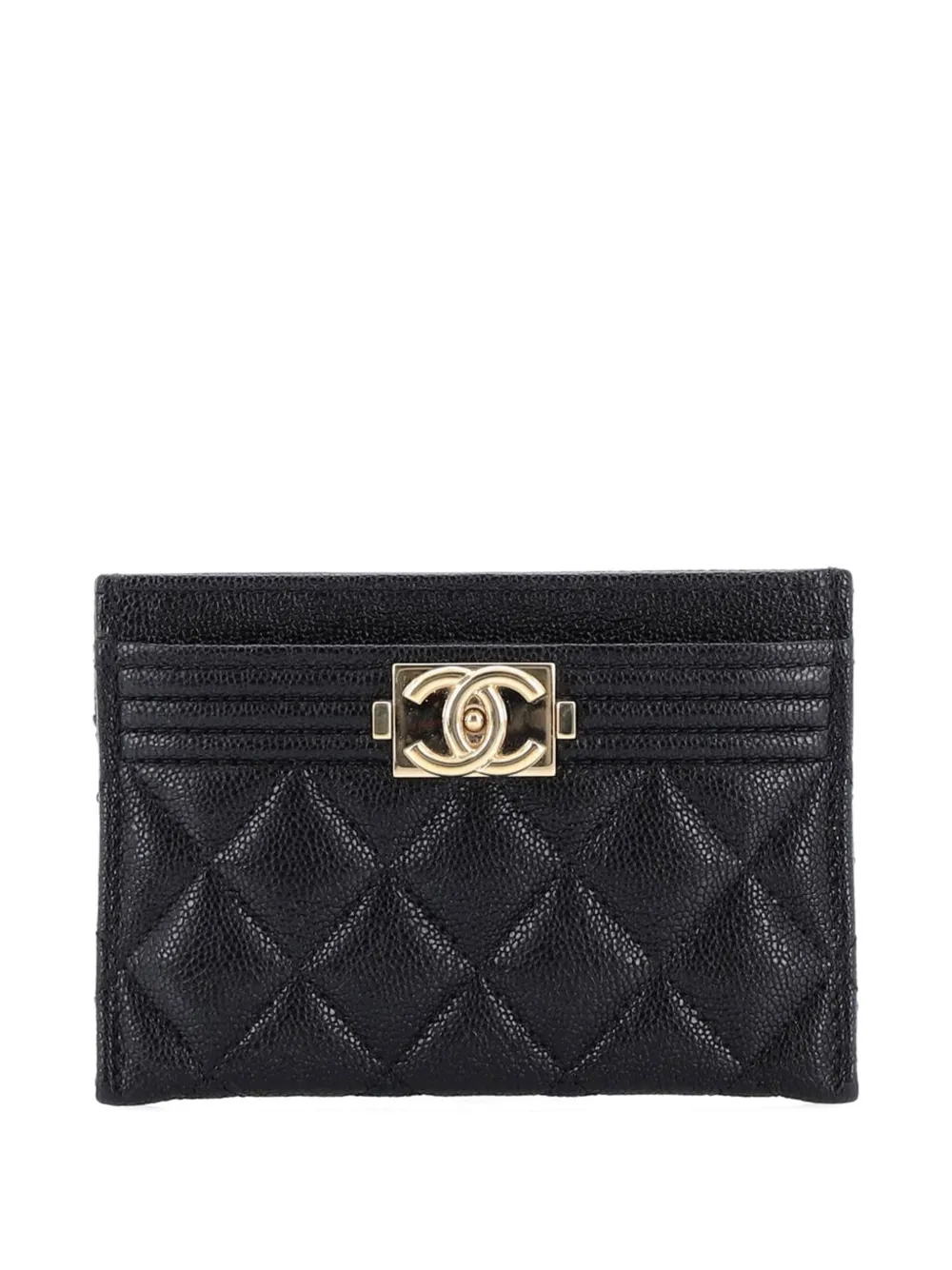 CHANEL Pre-Owned Boy Quilted Caviar card holder - Schwarz