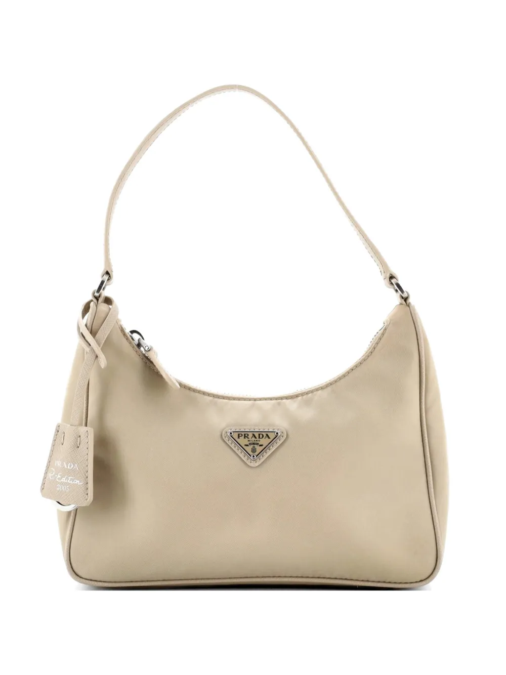Prada Pre-Owned Re-Edition 2005 Tessuto with Saffiano Leather Mini hobo bag - Toni neutri