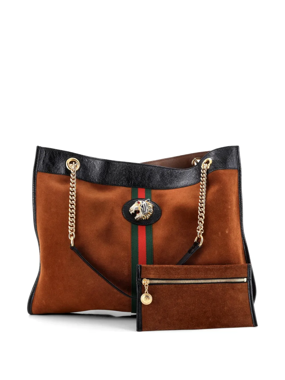 Gucci Pre-Owned Rajah Chain Suede Large tote bag - Marrone