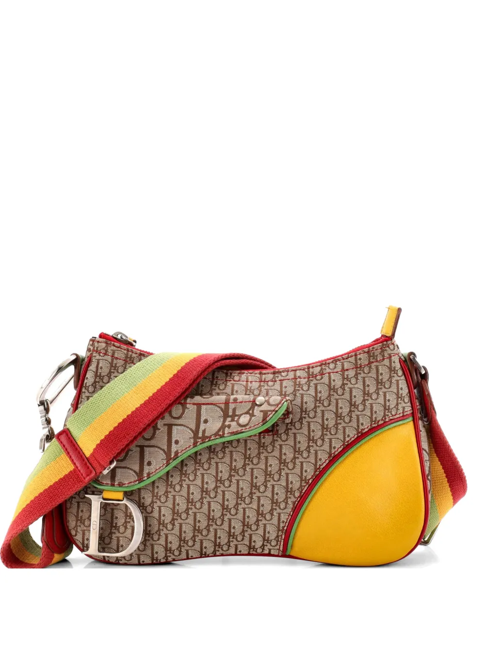 Pre-owned Dior Vintage Rasta Saddle Messenger Bag Issimo Canvas Medium Crossbody Bag In Brown