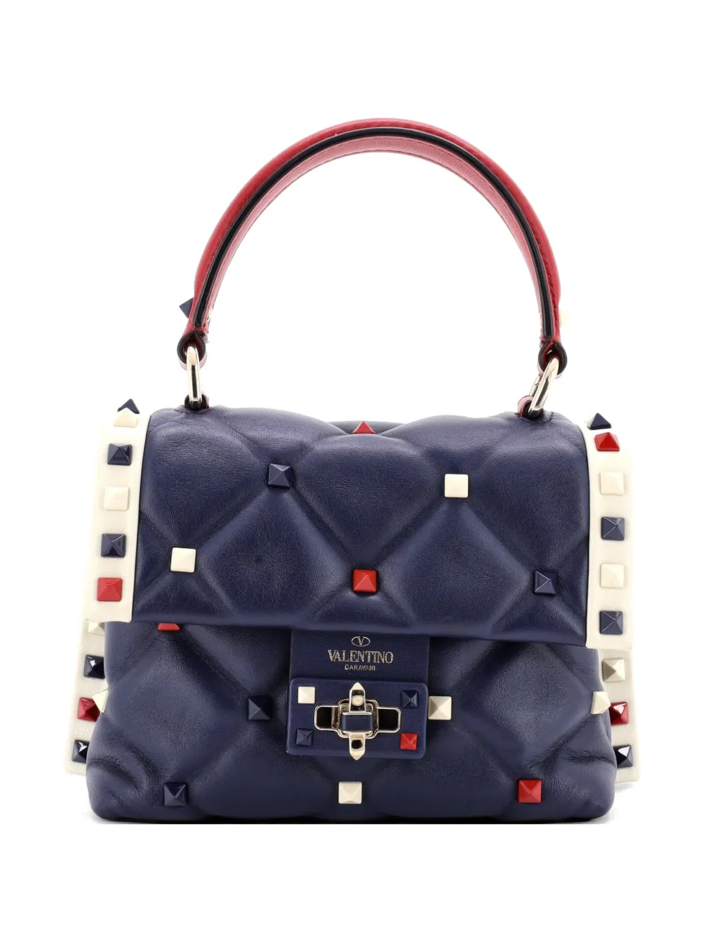 Valentino Garavani Pre-Owned Candystud Top Handle Bag Leather Mini satchel - Blu