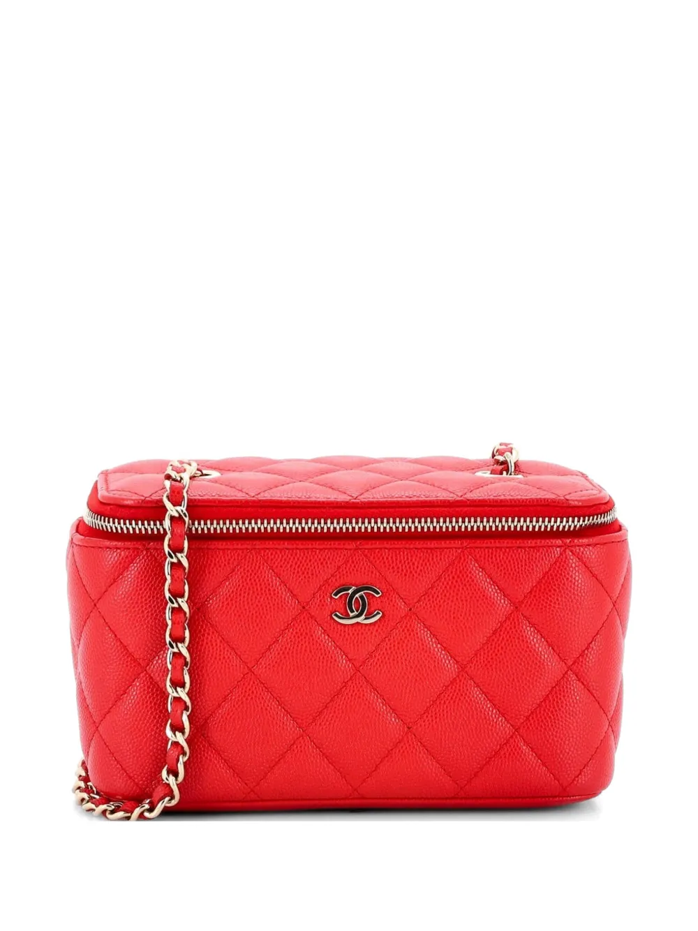 CHANEL Pre-Owned Classic Vanity Case with Chain Quilted Caviar Small crossbody bag - Rosso