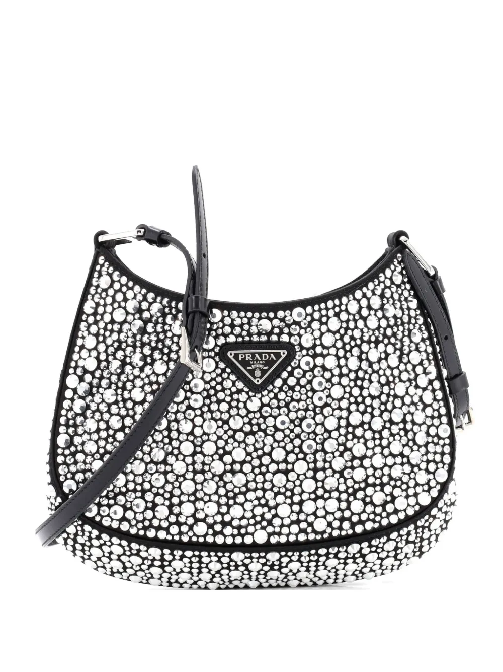 Prada Pre-Owned Cleo Shoulder Bag Crystal Embellished Satin Small crossbody bag - Black