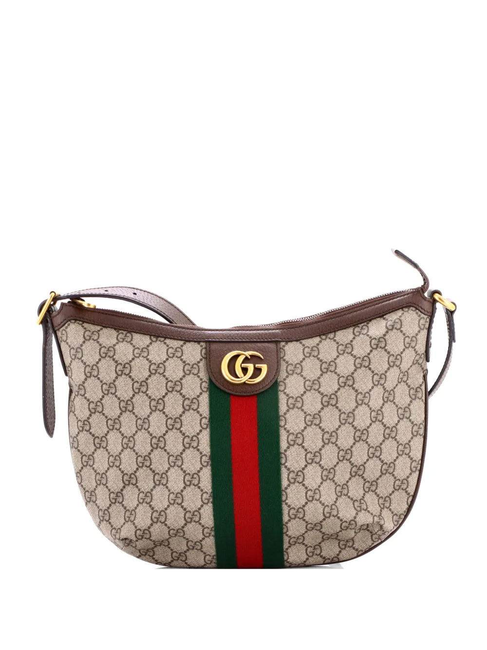 Gucci Pre-Owned Ophidia Half Moon Hobo GG Coated Canvas Small crossbody bag - Marrone