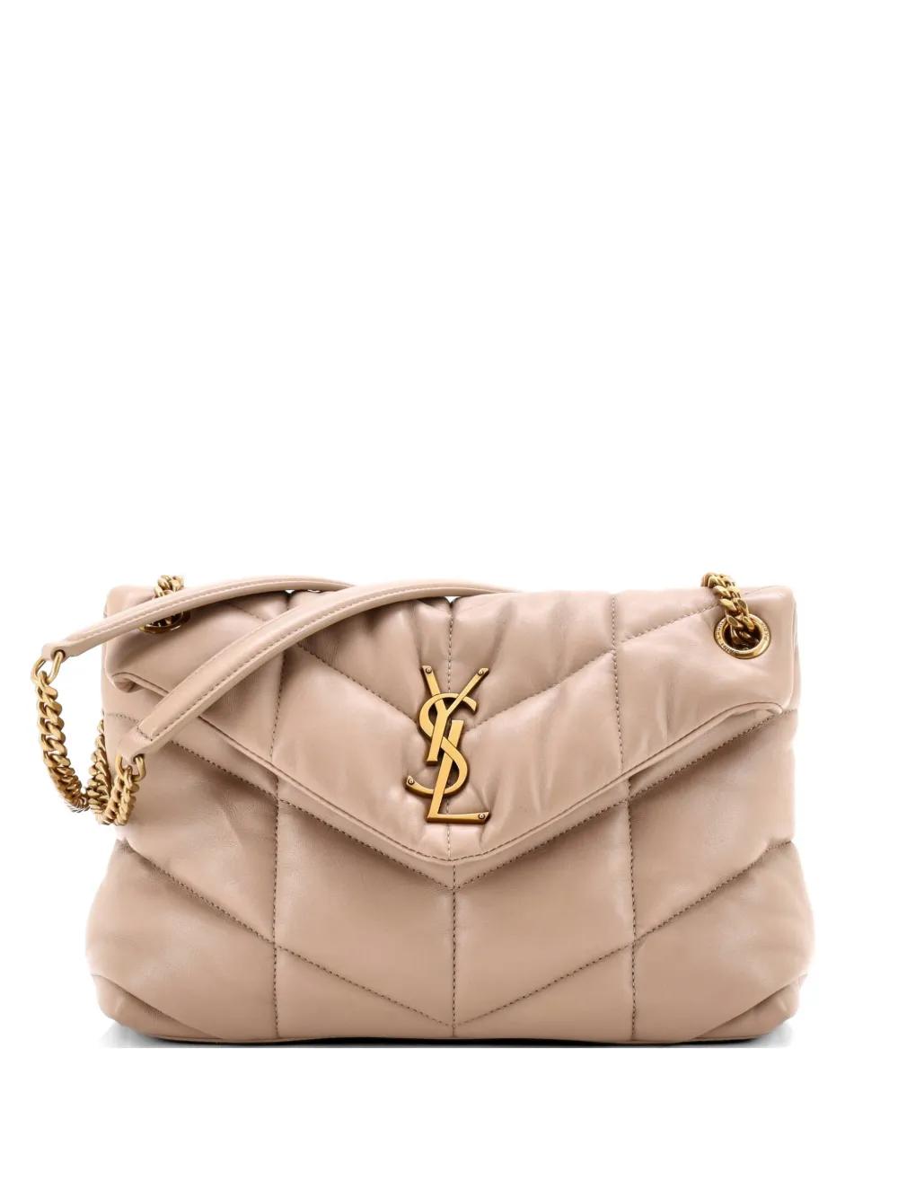 Saint Laurent Pre-Owned Loulou Puffer Shoulder Bag Quilted Leather Small crossbody bag - Nude