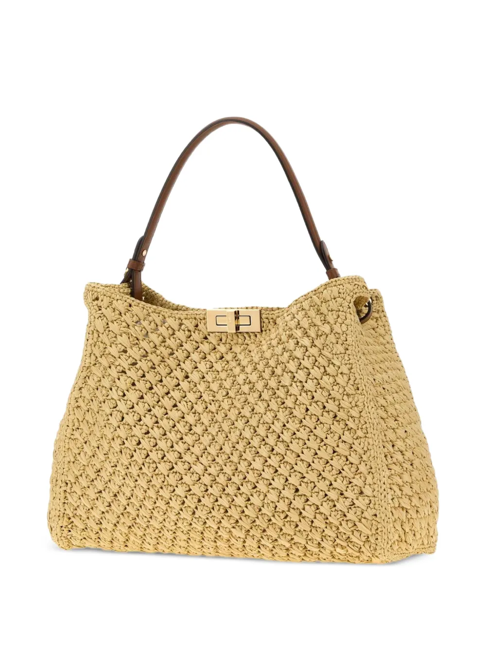 FENDI Way geweven schoudertas Beige