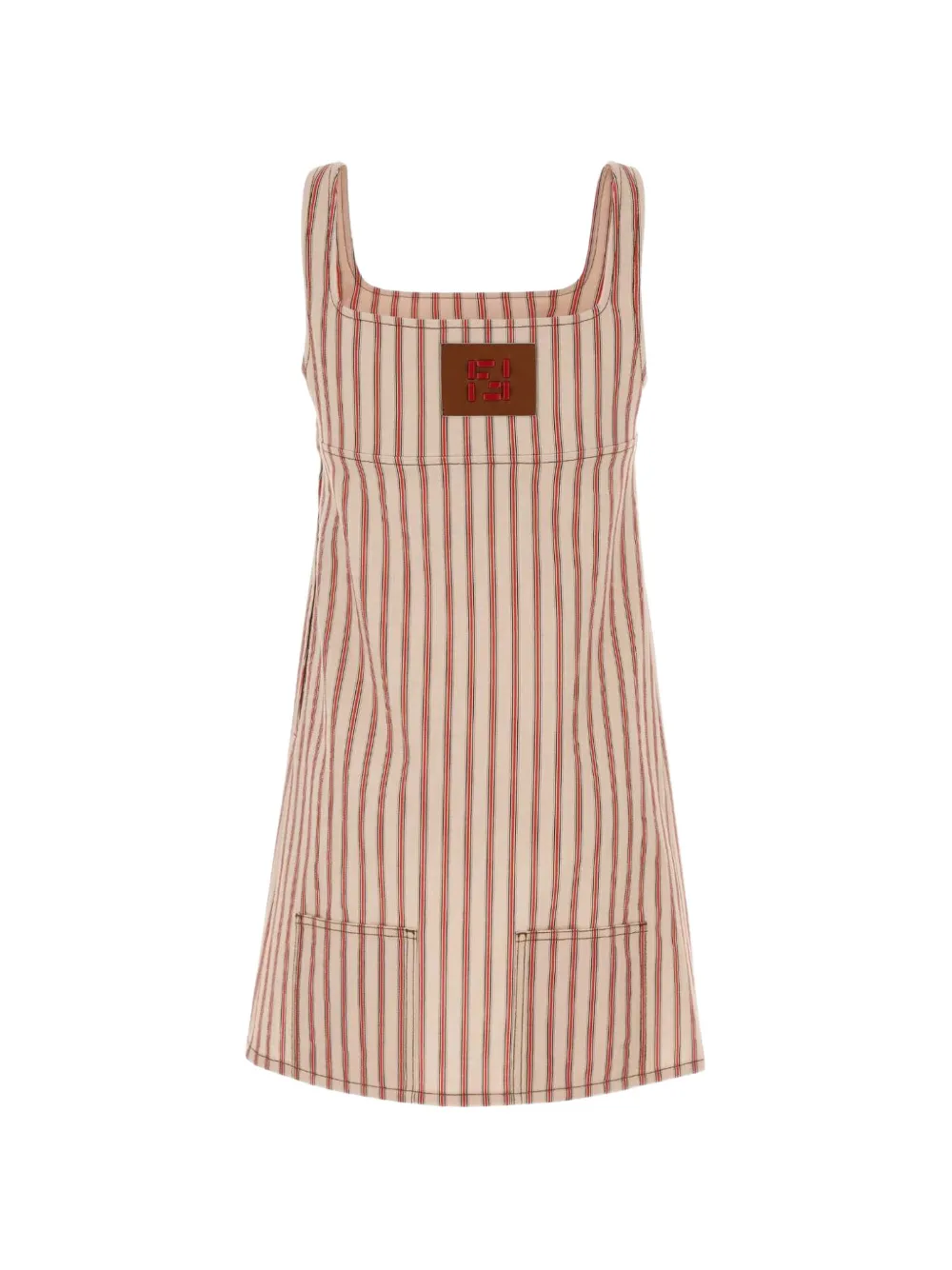 FENDI striped embroidered dress - Neutrals