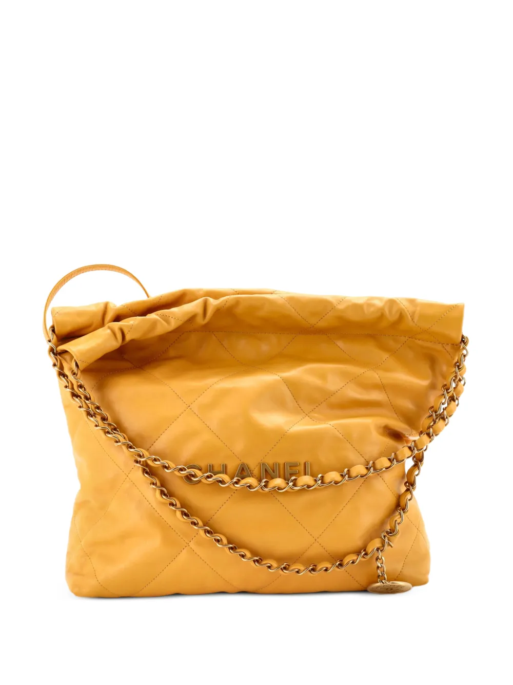 CHANEL Pre-Owned 22 Chain Quilted Calfskin Small hobo bag - Giallo