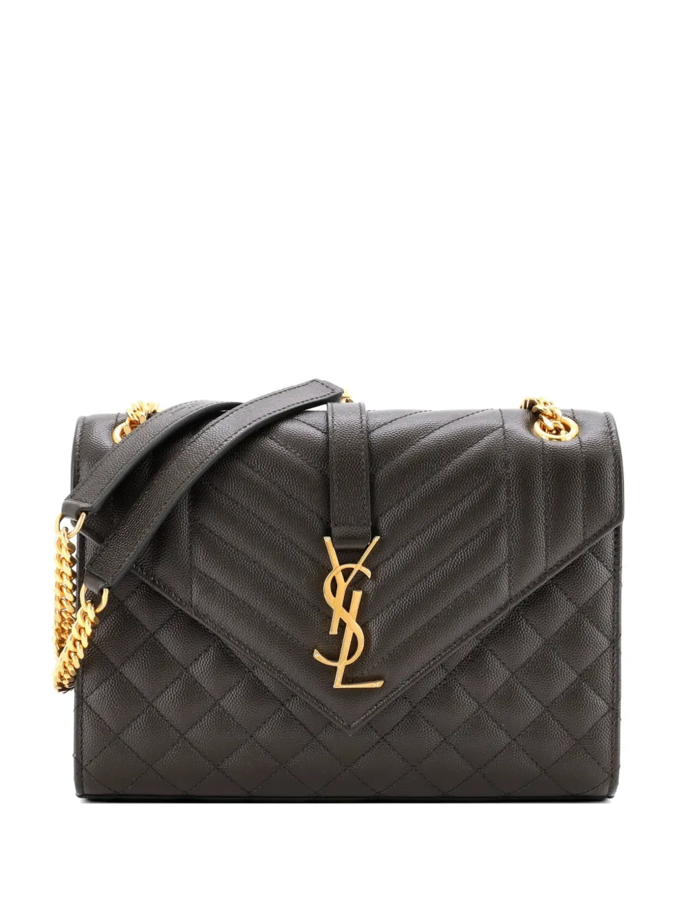 Saint Laurent Pre-Owned Classic Monogram Envelope Satchel Mixed Matelasse Leather Medium shoulder bag - Grün