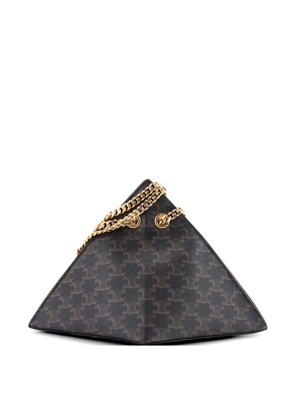 Celine Pre-Owned Pyramid Chain Triomphe Coated Canvas shoulder bag - Marrone
