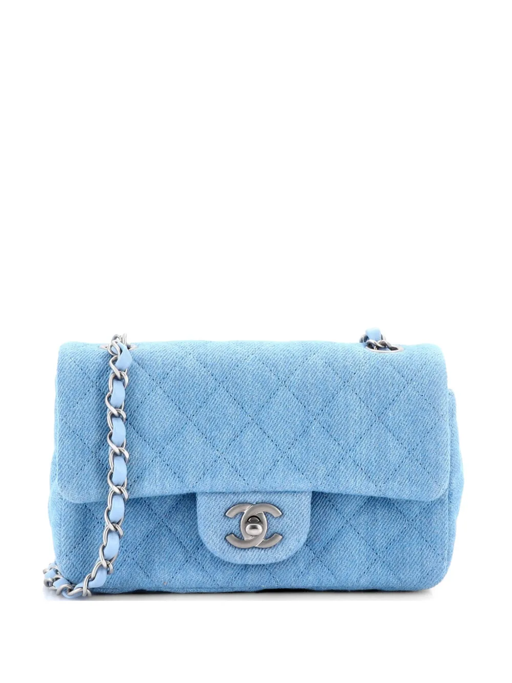CHANEL Pre-Owned Classic Single Flap Bag Quilted Denim Mini shoulder bag - Blu