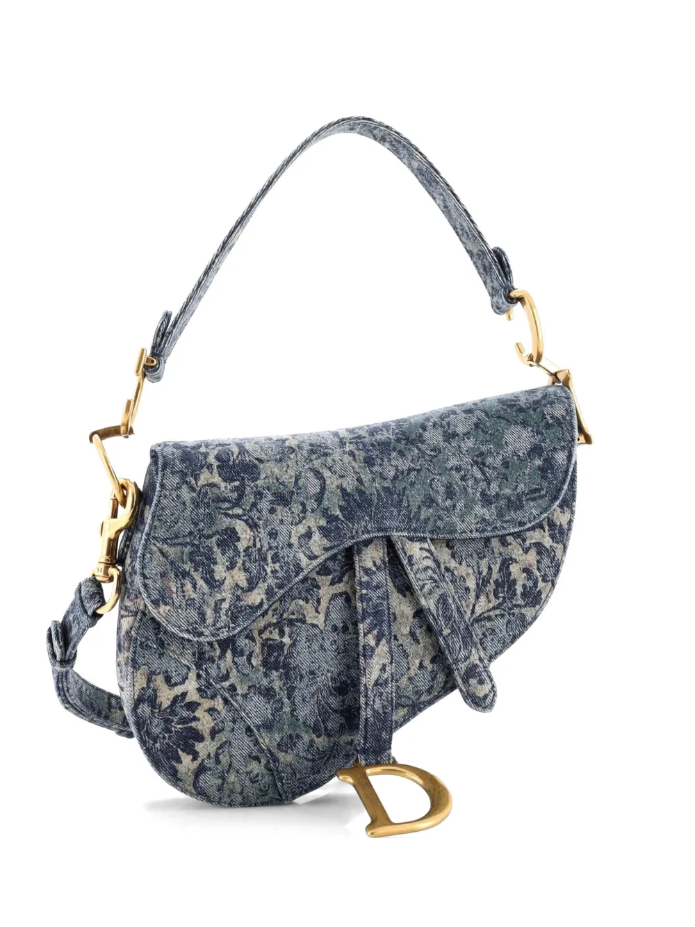 Christian Dior Pre-Owned Borsa a spalla media in denim con stampa - Blu