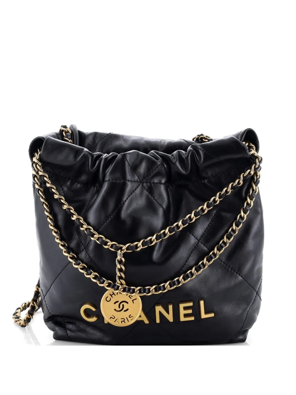 CHANEL Pre-Owned 22 Chain Hobo Quilted Calfskin Mini crossbody bag - Black