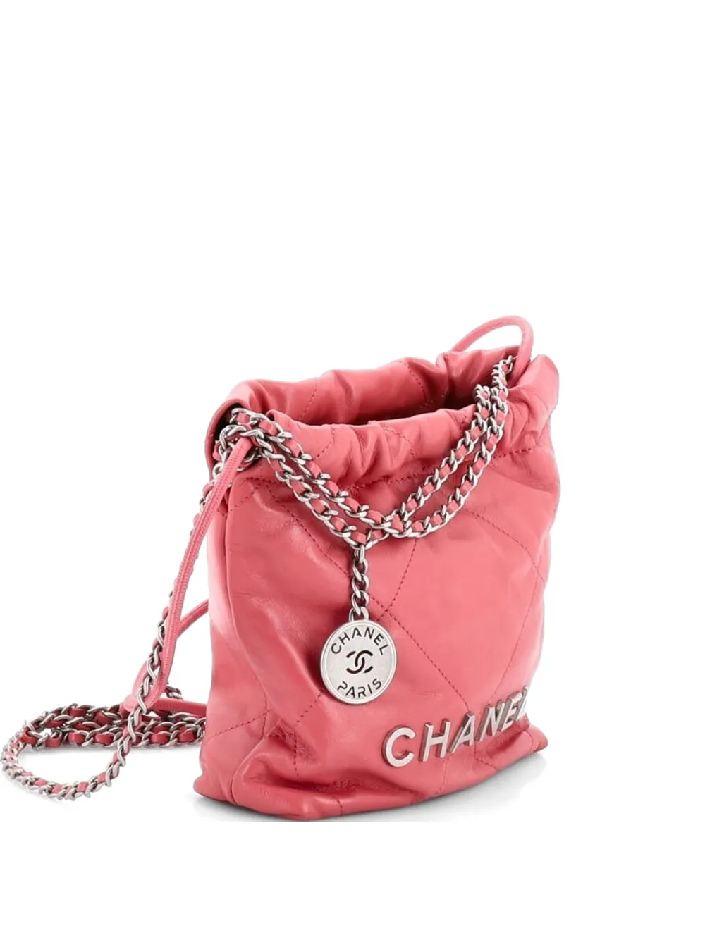 CHANEL Pre-Owned 22 Chain Hobo Quilted Calfskin Mini crossbody bag - Rosa