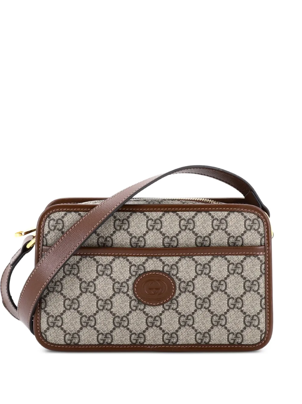 Gucci Pre-Owned Interlocking G Patch Camera Bag GG Coated Canvas Mini crossbody bag - Marrone