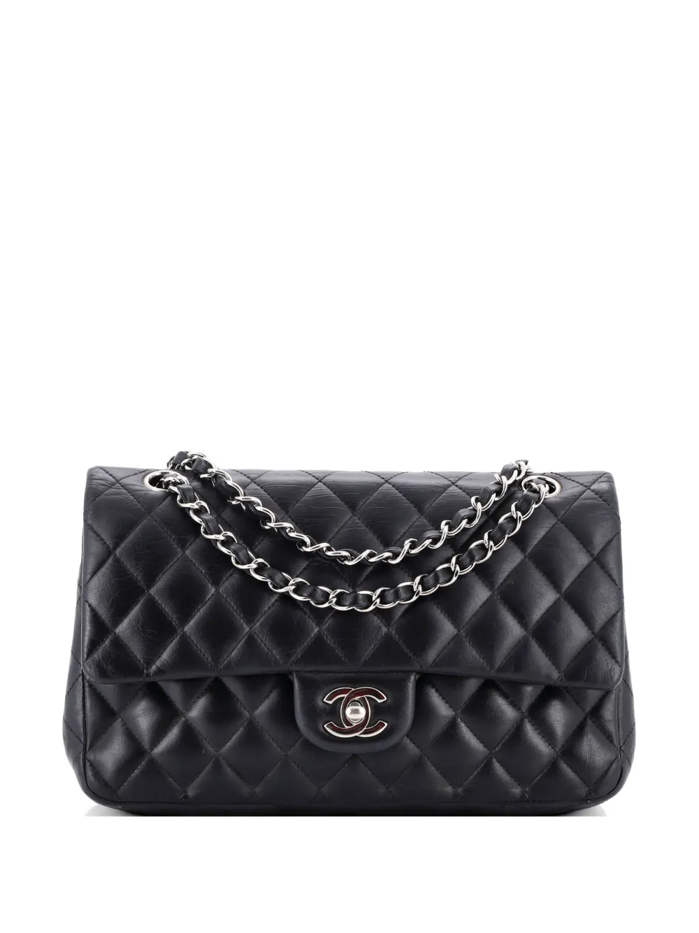 CHANEL Pre-Owned Classic Double Flap Bag Quilted Lambskin Medium shoulder bag - Black