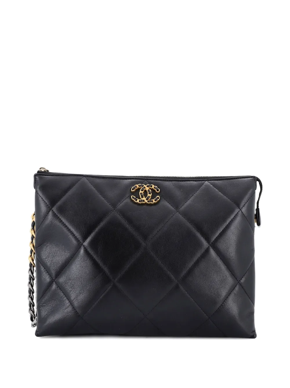 CHANEL Pre-Owned 19 Wristlet with Handle Quilted Goatskin Large pouch - Nero