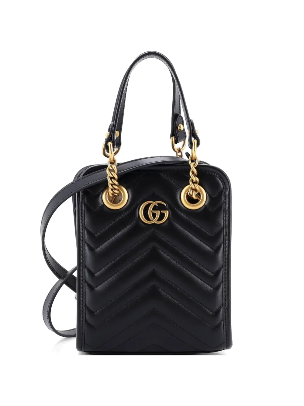 Gucci Pre-Owned GG Marmont Handle Matelasse Leather Mini crossbody bag - Nero